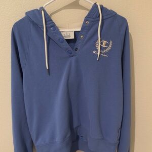 Champion Blue Long Sleeve Hooded Sweatshirt